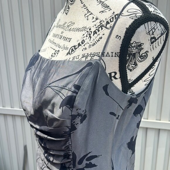 Vintage Y2K Silk Blend Guess Collection Gray Floral Corset Style Blouse Cami Top - Picture 5 of 12